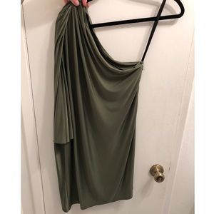 Naven Olive Green One Shoulder Cocktail Dress
